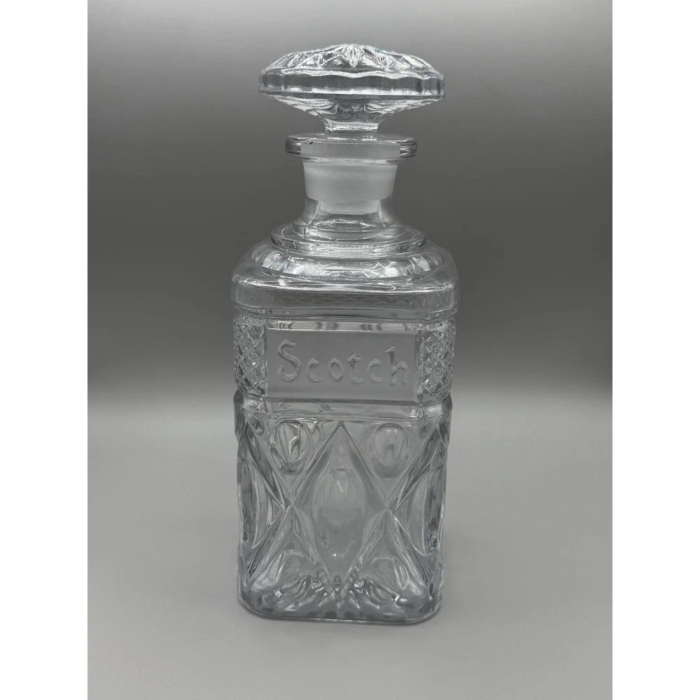 Vintage Imperial Glass Cape Cod Clear Pressed Glass Whiskey / Rye Decanter